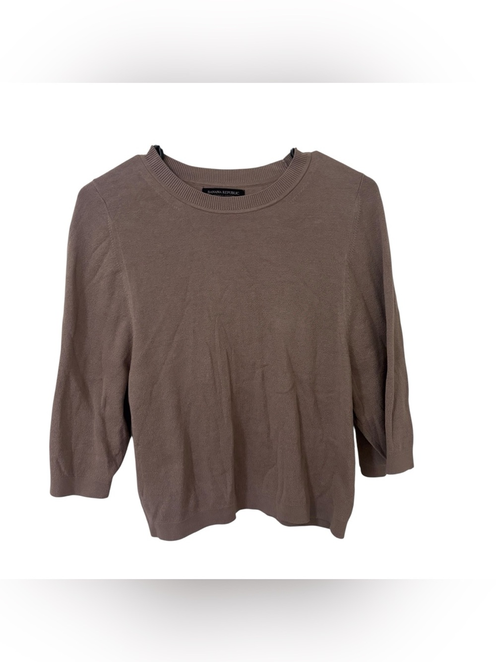 3/$15 Banana Republic Taupe Crewneck Sweater 3/4 sleeve organic cotton top
